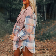 Load image into Gallery viewer, Women's Notch Lapel Check Print Long Sleeve Shirt
