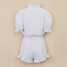 Load image into Gallery viewer, Women's Ruffled Linen-Blend Cropped Blouse &amp; Shorts Set
