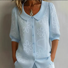 Load image into Gallery viewer, Women's Loose-Fit Retro 3D Embroidered Floral Shirt – Buttoned Casual Top
