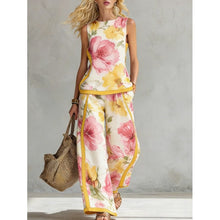 Load image into Gallery viewer, Printed Retro Sleeveless Top &amp; Wide-Leg Pants Set | 12 Prints S–5XL
