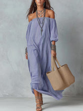 Load image into Gallery viewer, Women's Striped Loose-Fit Flared Maxi Dress – Holiday &amp; Vacation
