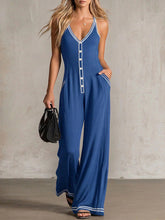 Load image into Gallery viewer, Women's V-Neck Backless Wide-Leg Jumpsuit – High Waist Casual
