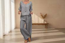 Load image into Gallery viewer, Women’s Multi Color Two Piece Set V Neck Top &amp; Pants
