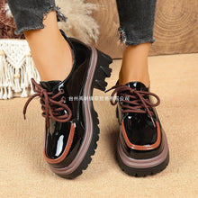 Load image into Gallery viewer, Women's Lace-Up Chunky Heel Shoes – Height-Increasing Vintage Round Toe
