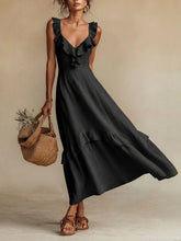 Load image into Gallery viewer, Sleeveless Ruffle Detail High-Waist Maxi Dress – 7 Colors, S–3XL
