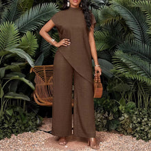 Load image into Gallery viewer, Asymmetrical Sleeveless Top &amp; Pants Set – Women’s Two-Piece
