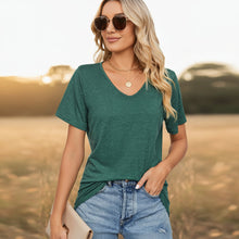 Load image into Gallery viewer, 🌼 Women's V-Neck Pleated Loose-Fit T-Shirt – Effortless Summer Elegance
