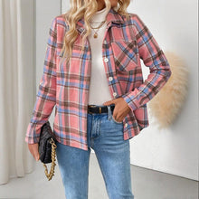 Load image into Gallery viewer, Checkered Fleece-Lined Shacket with Chest Pockets
