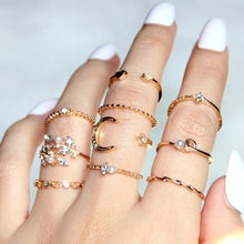 Load image into Gallery viewer, Mandotos Bohemian Star Moon Pearl Leaf 10-Piece Ring Set With Gold Finish And Stackable Designs
