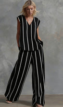 Load image into Gallery viewer, Women’s Sleeveless Striped Top and Full-Length Pants Set
