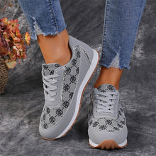 Load image into Gallery viewer, Floral Print Lace-Up Sneakers – Comfortable Canvas Shoes
