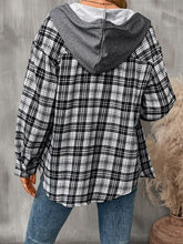 Load image into Gallery viewer, Plaid Buttoned Long Sleeve Hooded Jacket for Women – Cozy &amp; Stylish Cotton-Blend Outerwear
