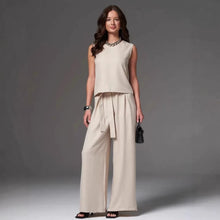 Load image into Gallery viewer, Sleeveless Cotton-Linen Wide-Leg Pants Set – 4 Colors, S–2XL

