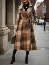 Load image into Gallery viewer, Women’s Lapel Woolen Double-Breasted Coat – Lace-Up Long Windbreaker
