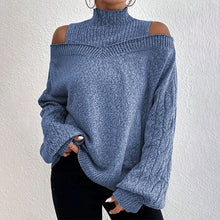 Load image into Gallery viewer, Women’s Elegant Off-Shoulder Turtleneck Sweater — Long Sleeve Knit Top
