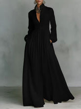 Load image into Gallery viewer, Women's French Style Long Sleeve Pleated A-Line Maxi Dress
