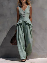 Load image into Gallery viewer, Ruffled Tank Top &amp; Draping Wide-Leg Pants Set – 6 Colors, S–3XL
