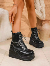 Load image into Gallery viewer, Fashion Platform Goth Boots : With Lace up Wedges Chain
