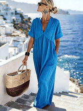 Load image into Gallery viewer, V-Neck Short-Sleeve High Waist Maxi Dress | Resort Style
