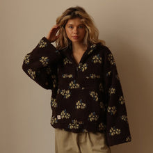 Load image into Gallery viewer, Winter Flowers Lambskin Sweatshirt Women | Cozy Zip-Up Pocket Pullover
