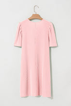 Load image into Gallery viewer, Blossom Corded Crew Neck Puff Sleeve Mini Dress
