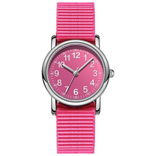 Load image into Gallery viewer, Easy To Read Quartz Watches Nylon Strap Sweat Proof Movement Analog Watch For Girls Boys Teens Minimalist Wrist Watch With Soft Band Learning Time Watch First Watch Soft Cloth Strap
