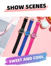 Load image into Gallery viewer, Easy To Read Quartz Watches Nylon Strap Sweat Proof Movement Analog Watch For Girls Boys Teens Minimalist Wrist Watch With Soft Band Learning Time Watch First Watch Soft Cloth Strap
