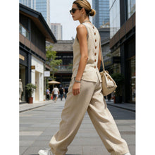 Load image into Gallery viewer, Women's Sleeveless Cardigan Top &amp; Pants Two-Piece Set
