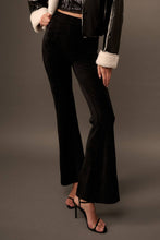 Load image into Gallery viewer, Solid High Waist Fitted Flared Corduroy Pants: BLACK
