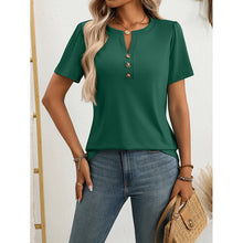 Load image into Gallery viewer, Women’s Notch V‑Neck Short‑Sleeve Tunic Top
