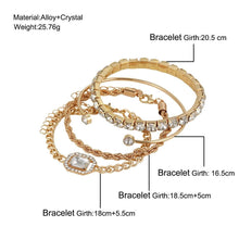 Load image into Gallery viewer, Fashion Jewelry 4 Pcs Crystal Bracelet Set Bohemian Design For Women Vintage Luxury Twisted Cuff Chains Armband Jewelry Accessories

