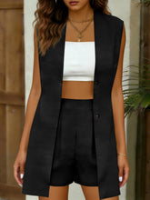 Load image into Gallery viewer, Women's V-Neck Sleeveless Vest Jacket &amp; Shorts Set – Elegant Commuter Style
