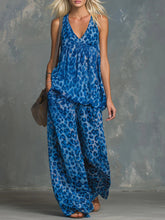 Load image into Gallery viewer, Women’s Leopard Print Sleeveless Top and Chiffon Pants Set

