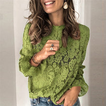 Load image into Gallery viewer, Women's Long-Sleeve Hollow Lace Splicing Top

