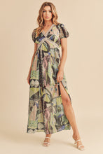 Load image into Gallery viewer, Lace Detail Slit Geometric Print Short Sleeve Maxi Comfortable Dress For Women, Elegant Lace, Alluring Slit, Sophisticated Geometric Print for Casual &amp; Dressy Occasions
