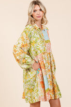 Load image into Gallery viewer, New Summer Floral Button Detail Long Sleeve Shirt Dress For Women – Elegant, Trendy, Fluttering, Feminine &amp; Timeless Chic
