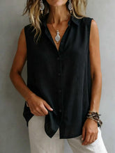 Load image into Gallery viewer, Women's Solid Color Lapel Sleeveless Top
