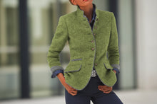 Load image into Gallery viewer, Women’s Color-Block Woolen Jacket – Multi-Button Casual Elegant Coat
