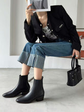 Load image into Gallery viewer, Women’s Retro Square-Toe Mid-Heel Chunky Leather Boots

