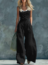 Load image into Gallery viewer, Women's Retro Button-Front High-Waist Wide-Leg Jumpsuit
