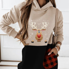 Load image into Gallery viewer, Women’s Deer &amp; Plaid Hooded Sweatshirt Dress
