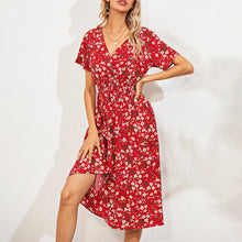 Load image into Gallery viewer, V-Neck Floral Print A-Line Satin Maxi Dress | 8 Colors
