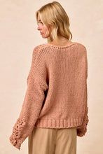 Load image into Gallery viewer, BiBi Chunky Knit Sweater with Flower Detail Sleeves
