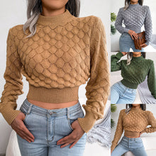 Load image into Gallery viewer, 3D Diamond Long Sleeve Cropped Knit Sweater
