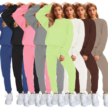 Load image into Gallery viewer, 👚 Women's Solid Color Round Neck Pullover Sweatshirt &amp; Pants Set
