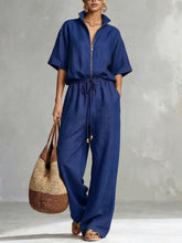 Load image into Gallery viewer, Women's Zip-Up Crew-Neck Top &amp; Wide-Leg Pants Set
