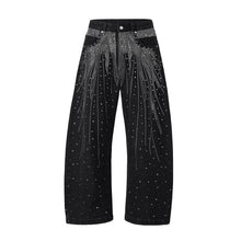 Load image into Gallery viewer, NOIR FLORAL RHINESTONE DENIM
