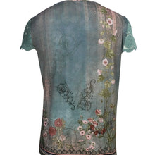 Load image into Gallery viewer, Women’s Floral Lace Sleeve Top – Elegant Short Sleeve Blouse
