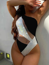 Load image into Gallery viewer, Stylish One-Piece Swimsuit with Contrast Panel Design
