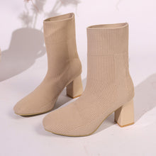 Load image into Gallery viewer, Knitted Round-Toe Sock Boots — High Heel Booties Women
